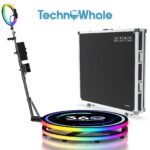 Technowhale 360 Photo Booth Machine TW360-YTK Size 115cm for 7 Persons with App Control 360 Rotating Degree with Double Light Box 360 Photobooth for Party and Events